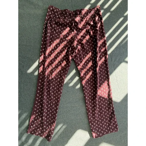 Calvin Klein Sleepwear Pajama Set Top Pants Burgundy CK Logo Ribbed Size Large - Picture 3 of 3